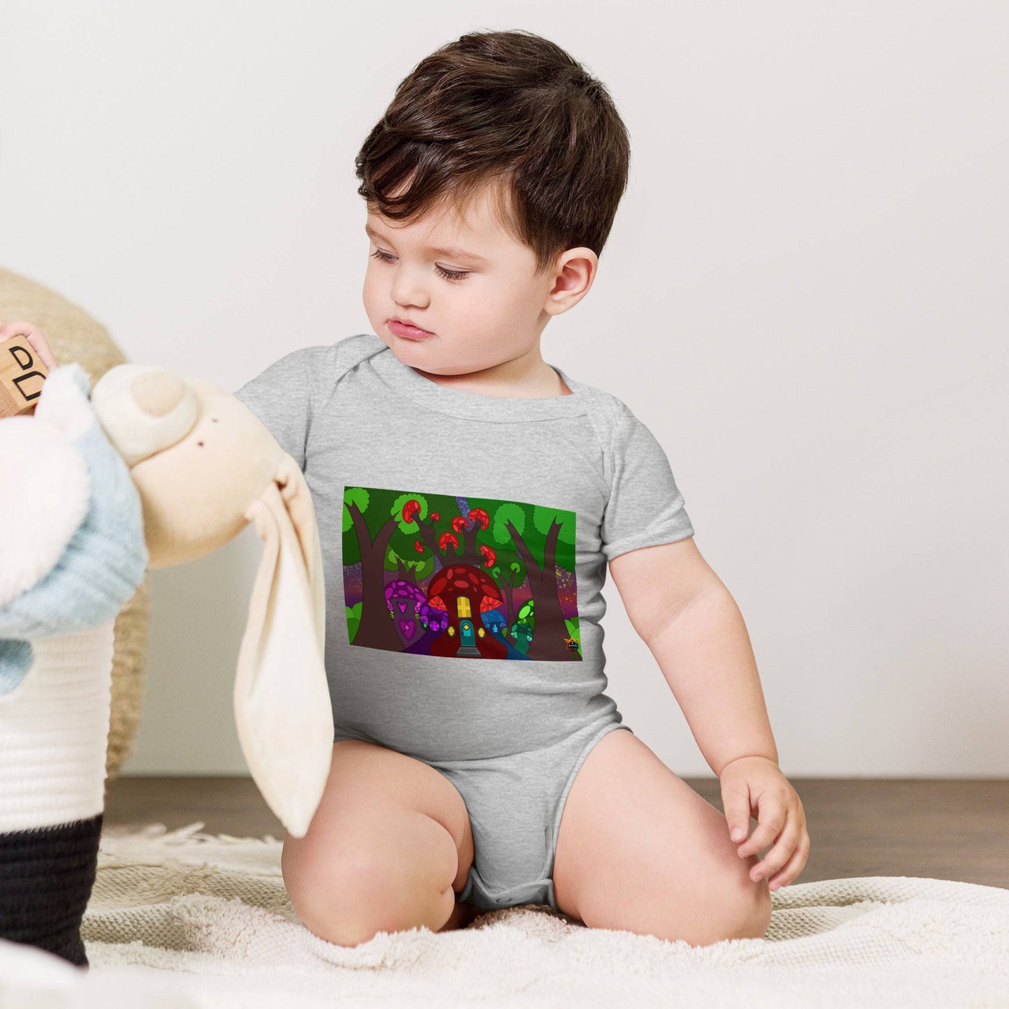 Mushroom Fairy House Baby short sleeve one piece