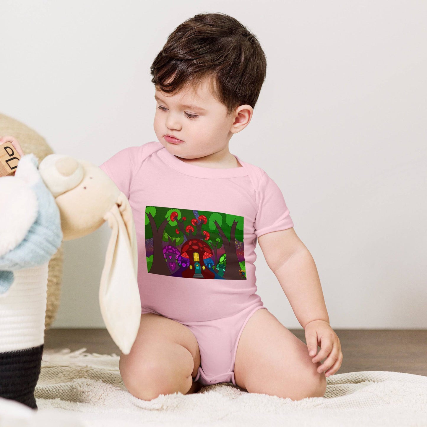 Mushroom Fairy House Baby short sleeve one piece
