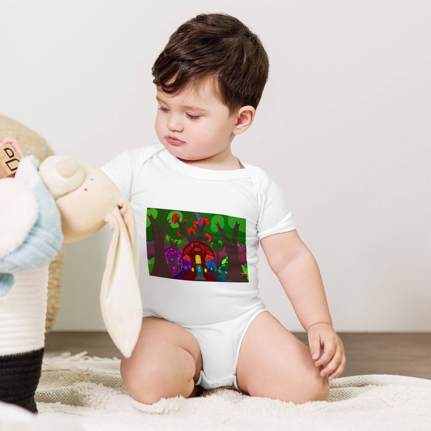 Mushroom Fairy House Baby short sleeve one piece