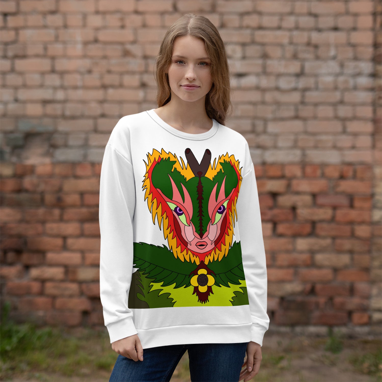 Queen Lilly Unisex Sweatshirt featuring elegant queen graphic artwork, artistic streetwear sweatshirt with bold digital design by AJArtzzz Clothing

