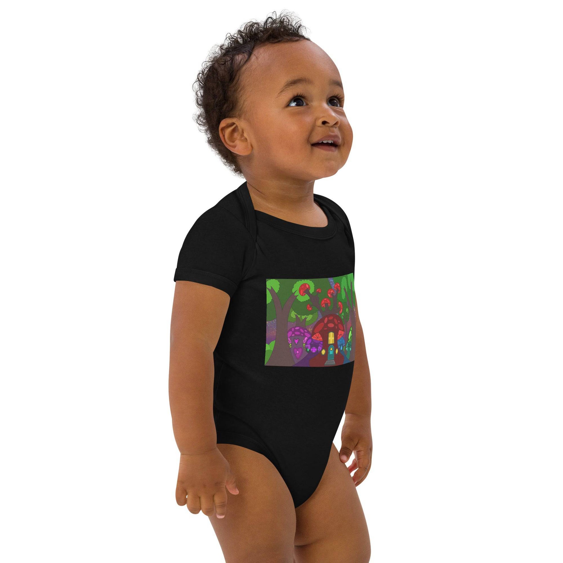 Mushroom Fairy House Organic cotton baby bodysuit